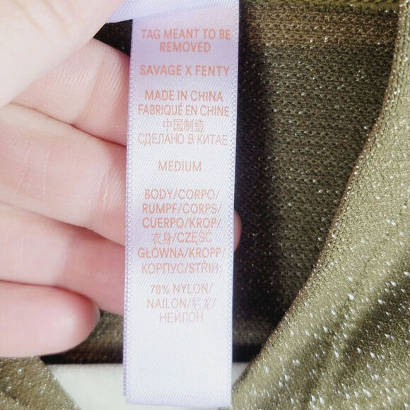 SAVAGE X FENTY Sleep & Shine Hooded Onesie in Military Olive Green, sz Medium - Picture 6 of 14
